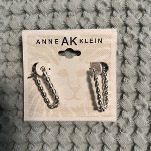 NWT Silver Anne Klein pierced hoops